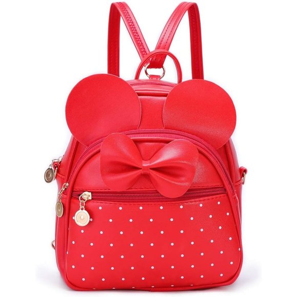 Bowknot Polka Dot Mini Backpack And Convertible Shoulder Bag Purse for Women - Picture 1 of 8
